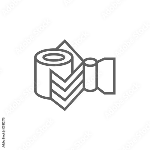 Industrial mechanical robot arm line icon.