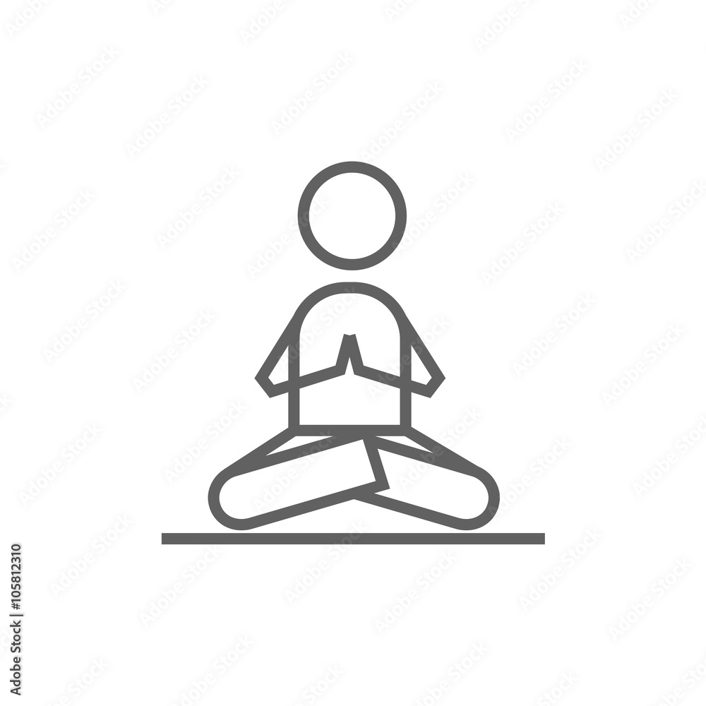 Man meditating in lotus pose line icon. Man meditating in lotus pose line icon.