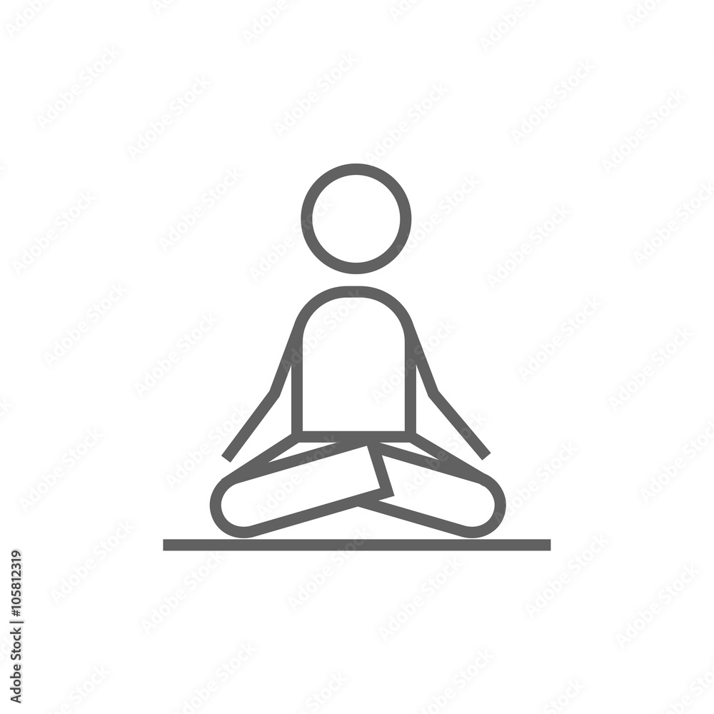 Man meditating in lotus pose line icon. Man meditating in lotus pose line icon.