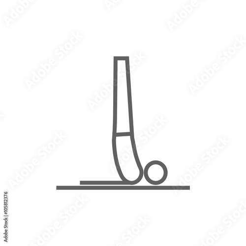 Man practicing yoga line icon.