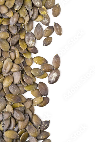 Unshelled pumpkin seeds border