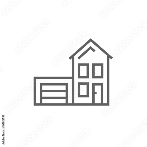 House with garage line icon.