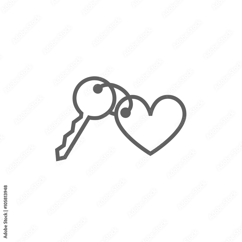 Trinket for keys as heart line icon. Trinket for keys as heart line icon.