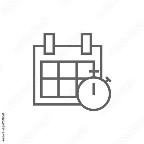 Calendar and stopwatch line icon.