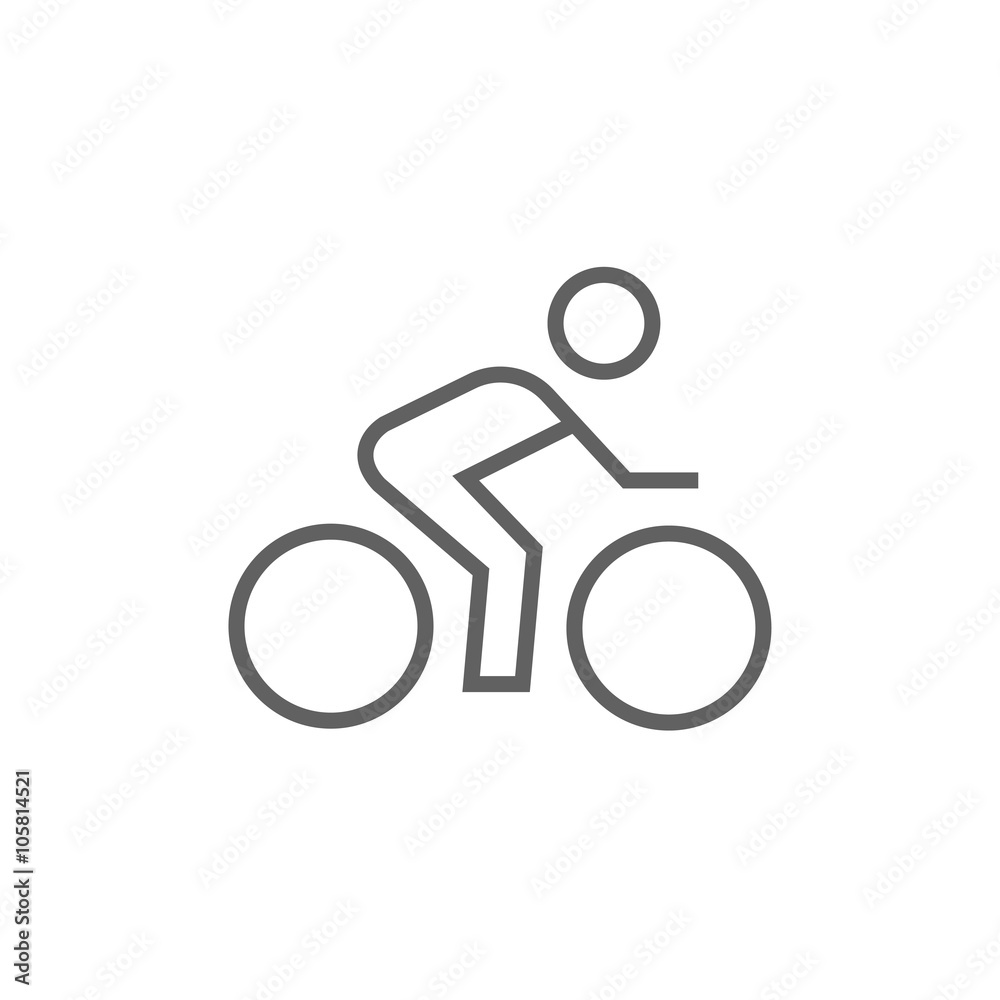Man riding bike line icon. Man riding bike line icon.