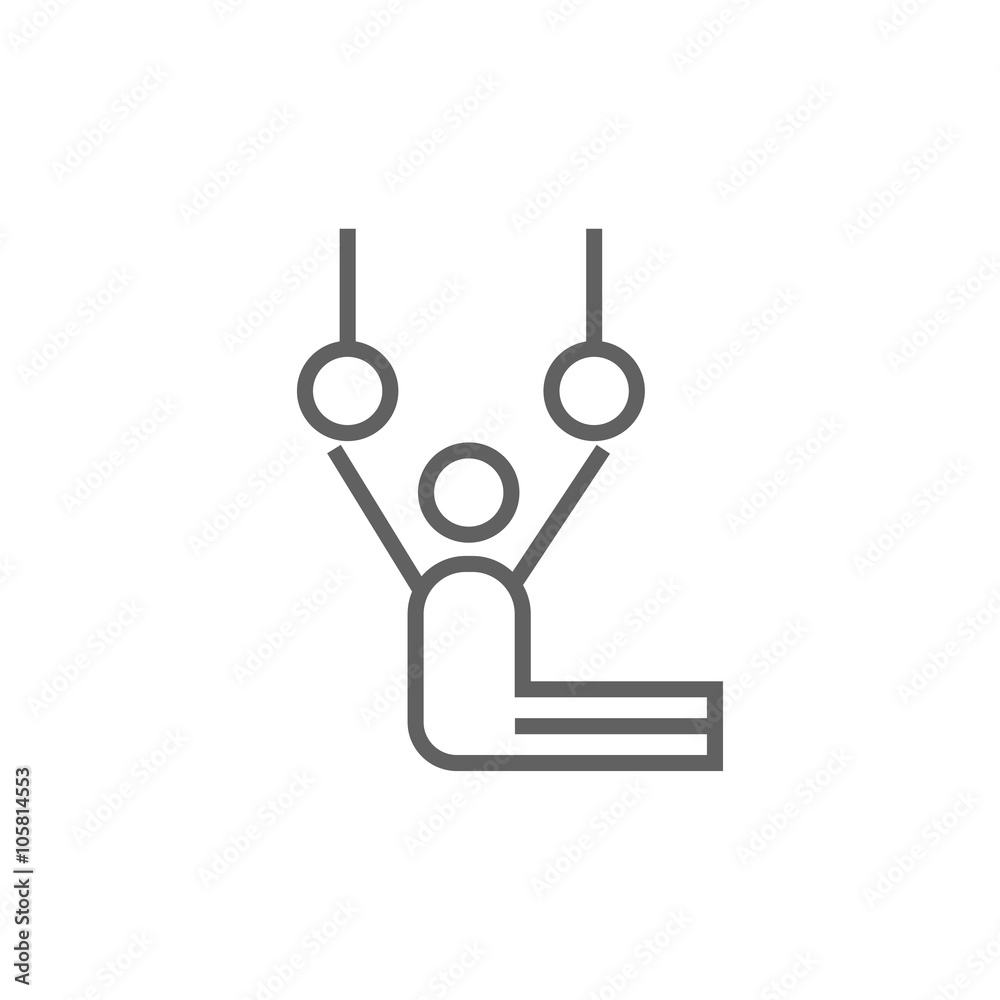 Gymnast performing on stationary rings line icon. Gymnast performing on stationary rings line icon.