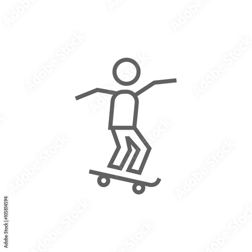 Man riding on skateboard  line icon.