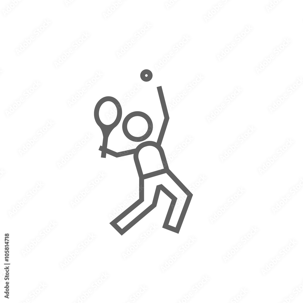 Man playing big tennis line icon. Man playing big tennis line icon.