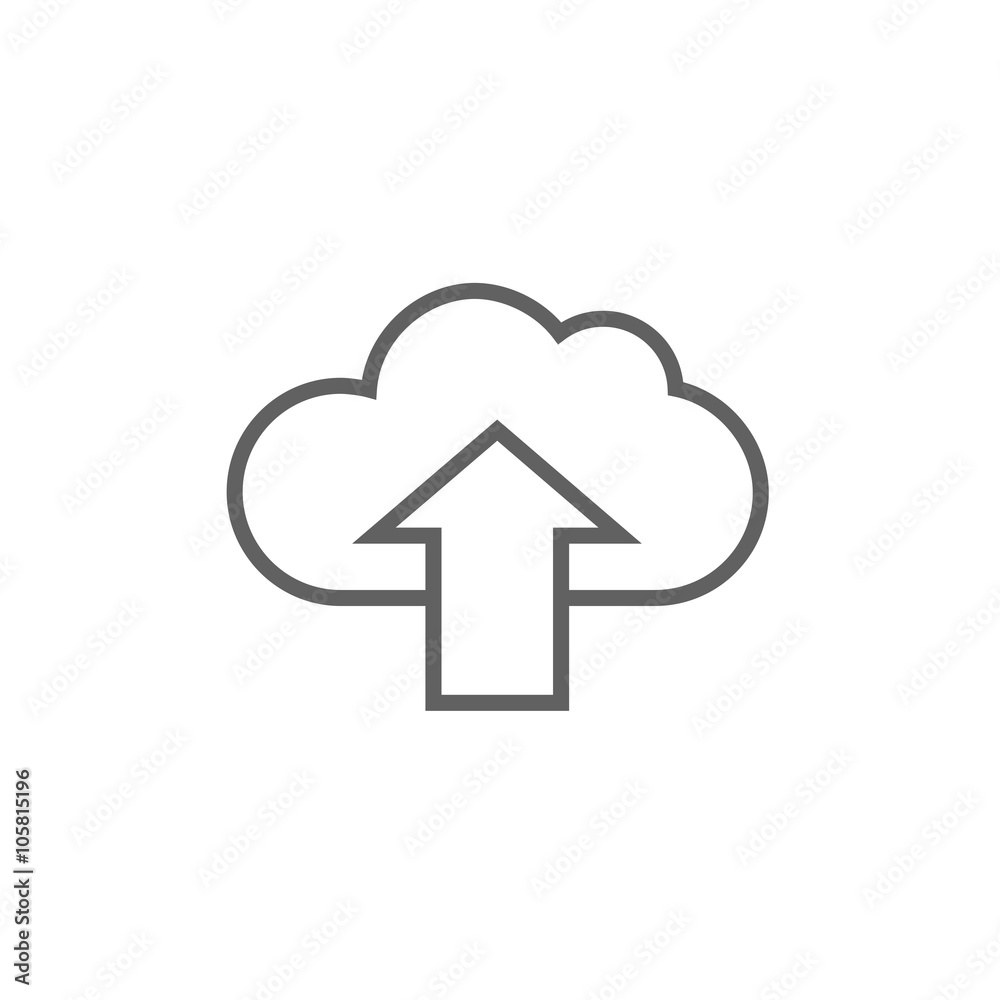 Cloud with arrow up line icon. Cloud with arrow up line icon.