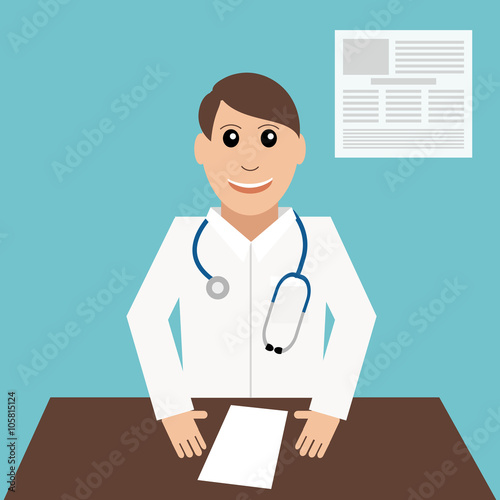 Smiling man doctor Colorful image of  doctor on blue background