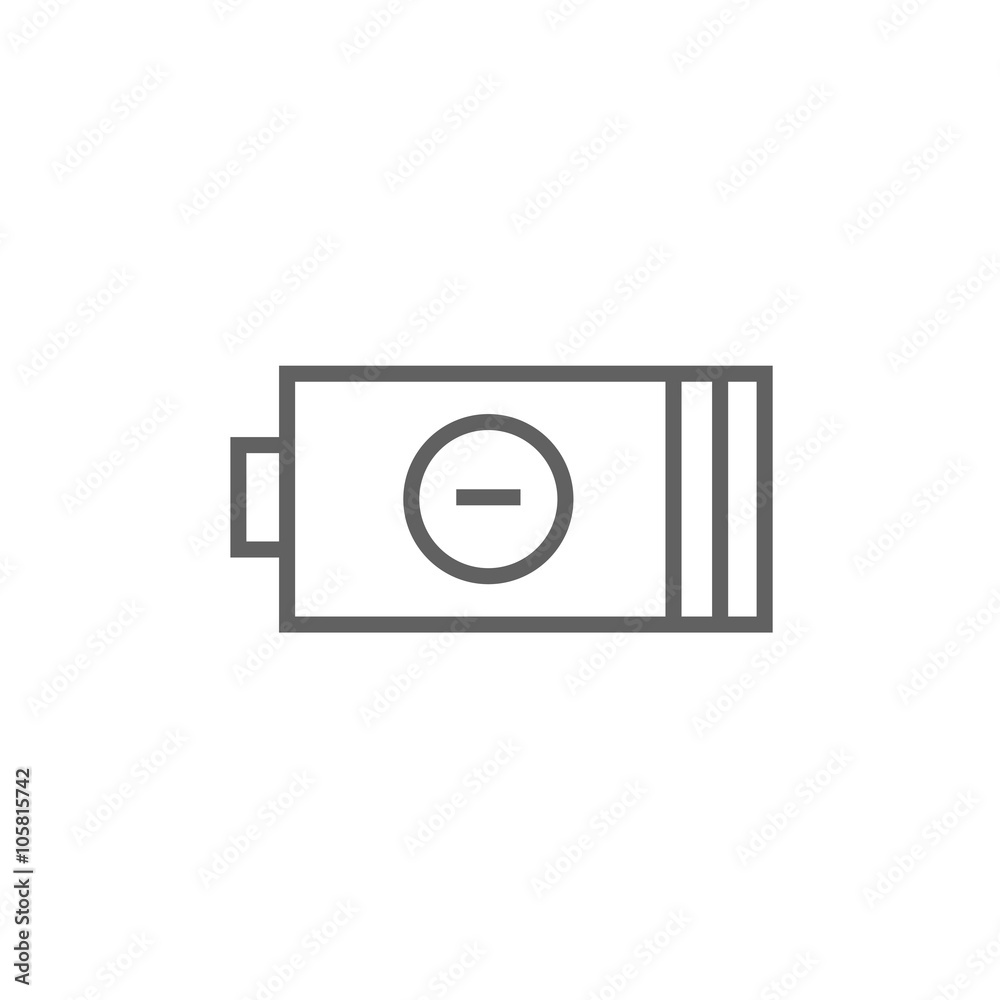 Low power battery line icon. Low power battery line icon.