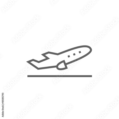 Plane taking off line icon.