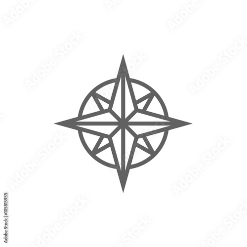 Compass wind rose line icon.