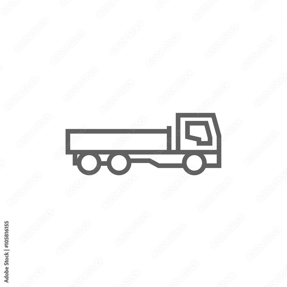 Dump truck line icon.