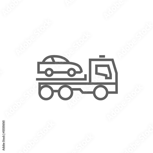 Car towing truck line icon.