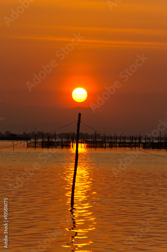 Sunset view with orange sky