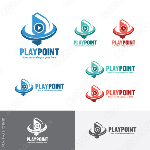 Letter P with Video Play Button Icon, Letter P Video Logo, Letter P Play Button fro Company Identity