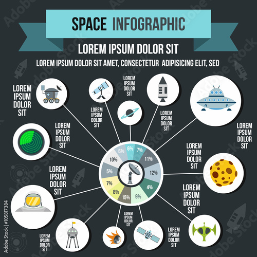 Space infographic elements, flat style