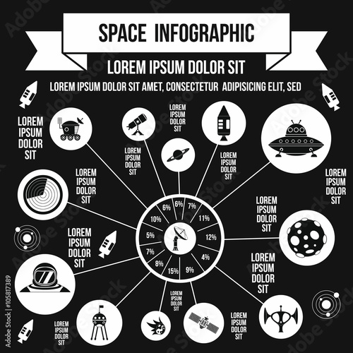 Space infographic elements, simple style 