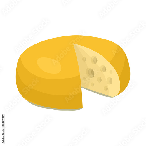 Cheese wheel icon, cartoon style