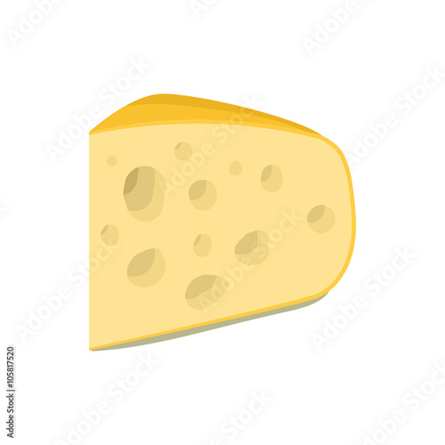 Triangular piece of cheese icon, cartoon style