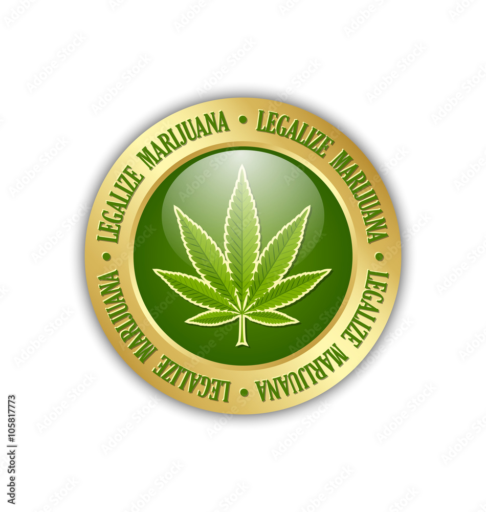 Legalize marijuana hemp leaf icon on white background Legalize marijuana hemp leaf icon on white background