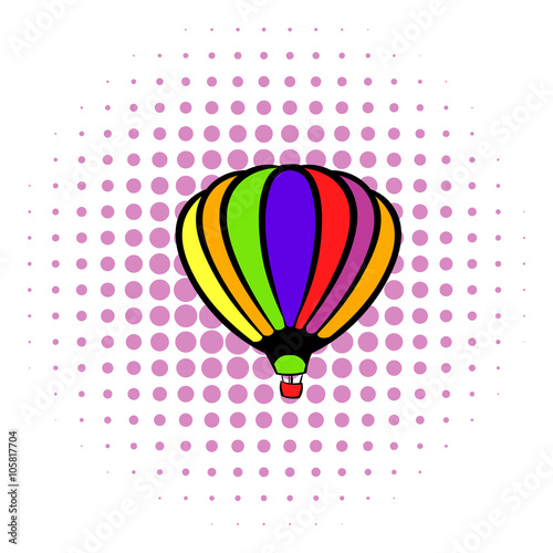Bright air balloon icon, comics style