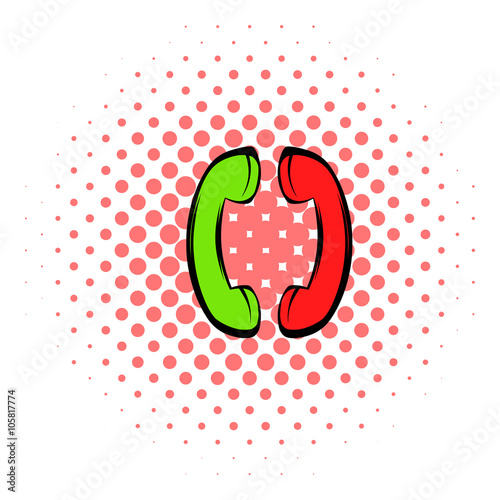 Two handsets icon, comics style