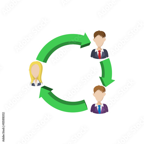 Office team icon, cartoon style 