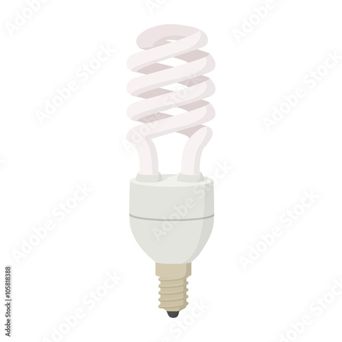 White energy saving bulb icon, cartoon style 