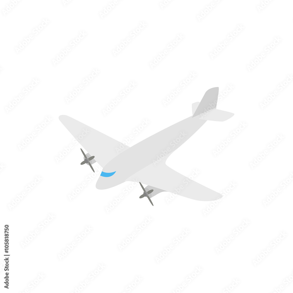 Small airplane icon, isometric 3d style