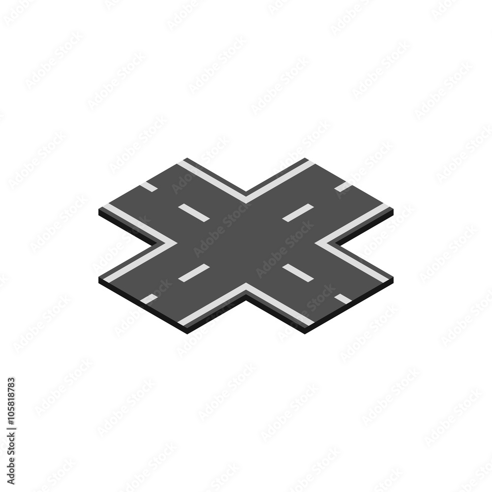 Crossroad icon, isometric 3d style Crossroad icon, isometric 3d style