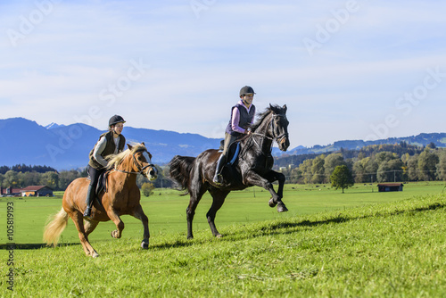 dynamischer Ausritt auf sportlichen Pferden © ARochau
