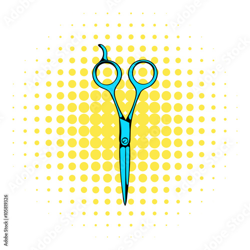 Steel scissors icon, comics style