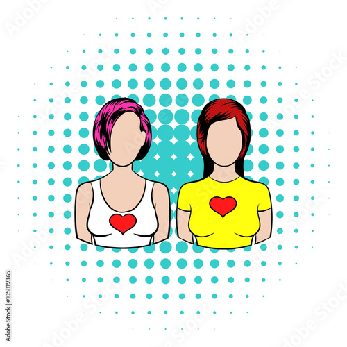 Female couple icon, comics style