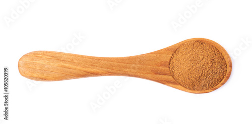 Wooden spoon full of cinnamon