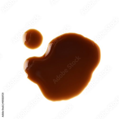 Puddle of soy sauce isolated