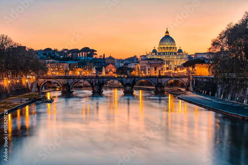 Sunset at Saint Peter's Basilica in Vatican City State