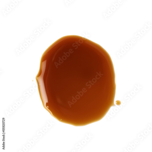 Puddle of worchester sauce isolated