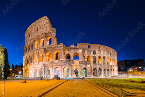 Colosseum in a summer night in Rome, Italy