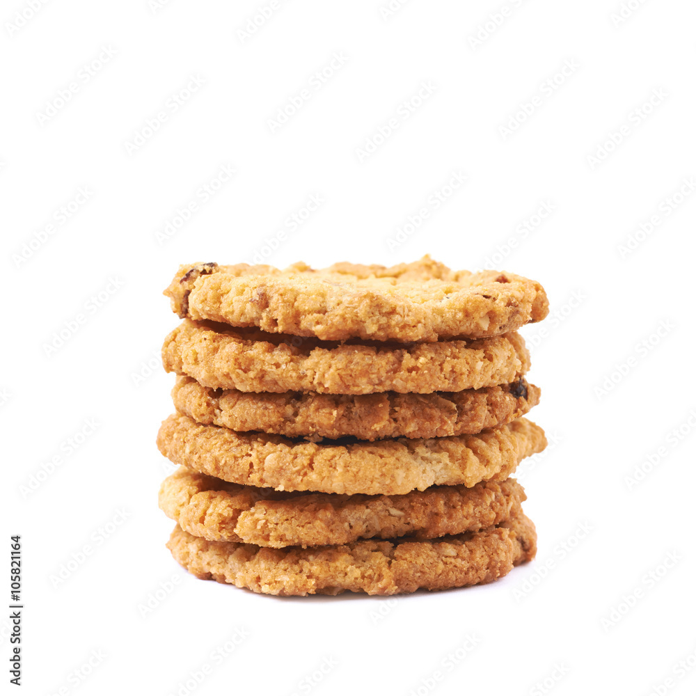 Pile stack of oatmeal cookies isolated Pile stack of oatmeal cookies isolated