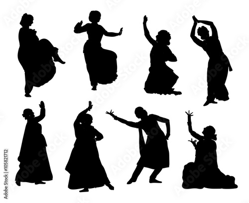 silhouettes indian dancers