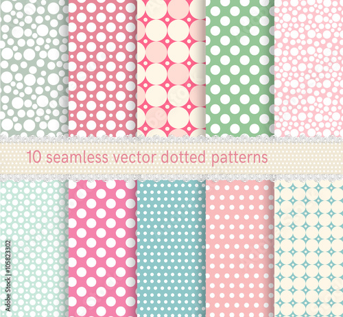 polka dot vector seamless pattern. vintage dotted shabby chick backgrounds collection.