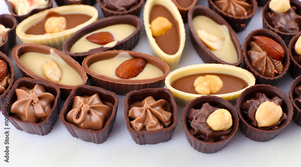 Chocolate sweets isolated on white Chocolate sweets isolated on white