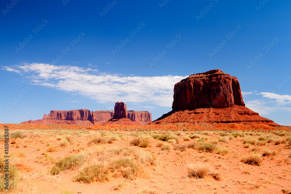 Iconic peaks of rock formations in the Monument Valley
