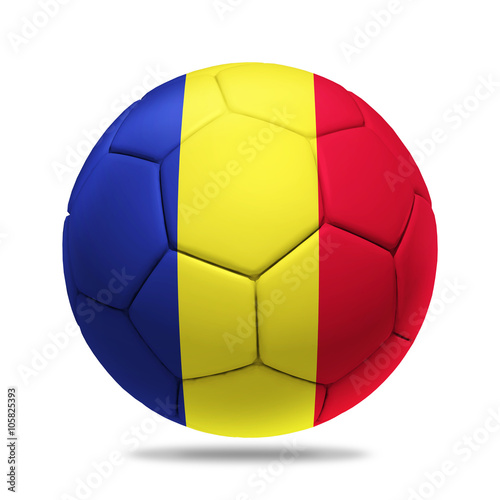 3D soccer ball with Romania team flag  UEFA euro 2016. isolated on white