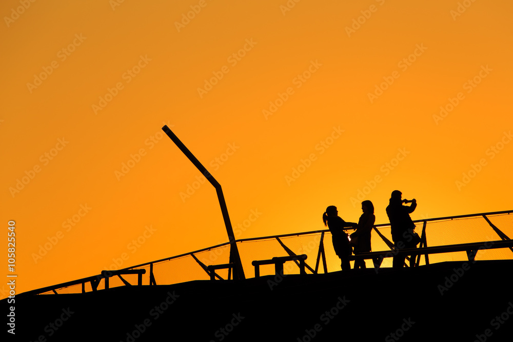 Obraz premium 横浜港 大さん橋国際客船ターミナル -夕景シルエット-