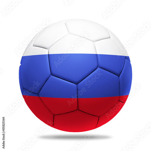 3D soccer ball with Russia team flag  UEFA euro 2016. isolated on white