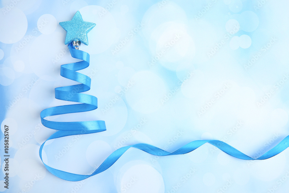Beautiful fir tree made from satin ribbon