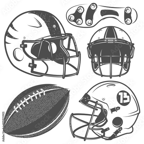Set of American football monochrome style for emblems ,logo and labels.